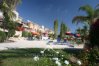 Impressive garden of Pafilia Tala Gardens apartments, living on elevation above the coast with stunning sea views, Cyprus