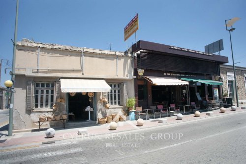 Traditional Cypriot shops on Makariou III Avenue in Geroskipou, CYprus
