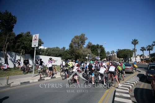 Cyclists ready for start - Poseidonos avenue, Almyra Hotel, Kato Paphos, Cyprus